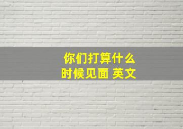 你们打算什么时候见面 英文